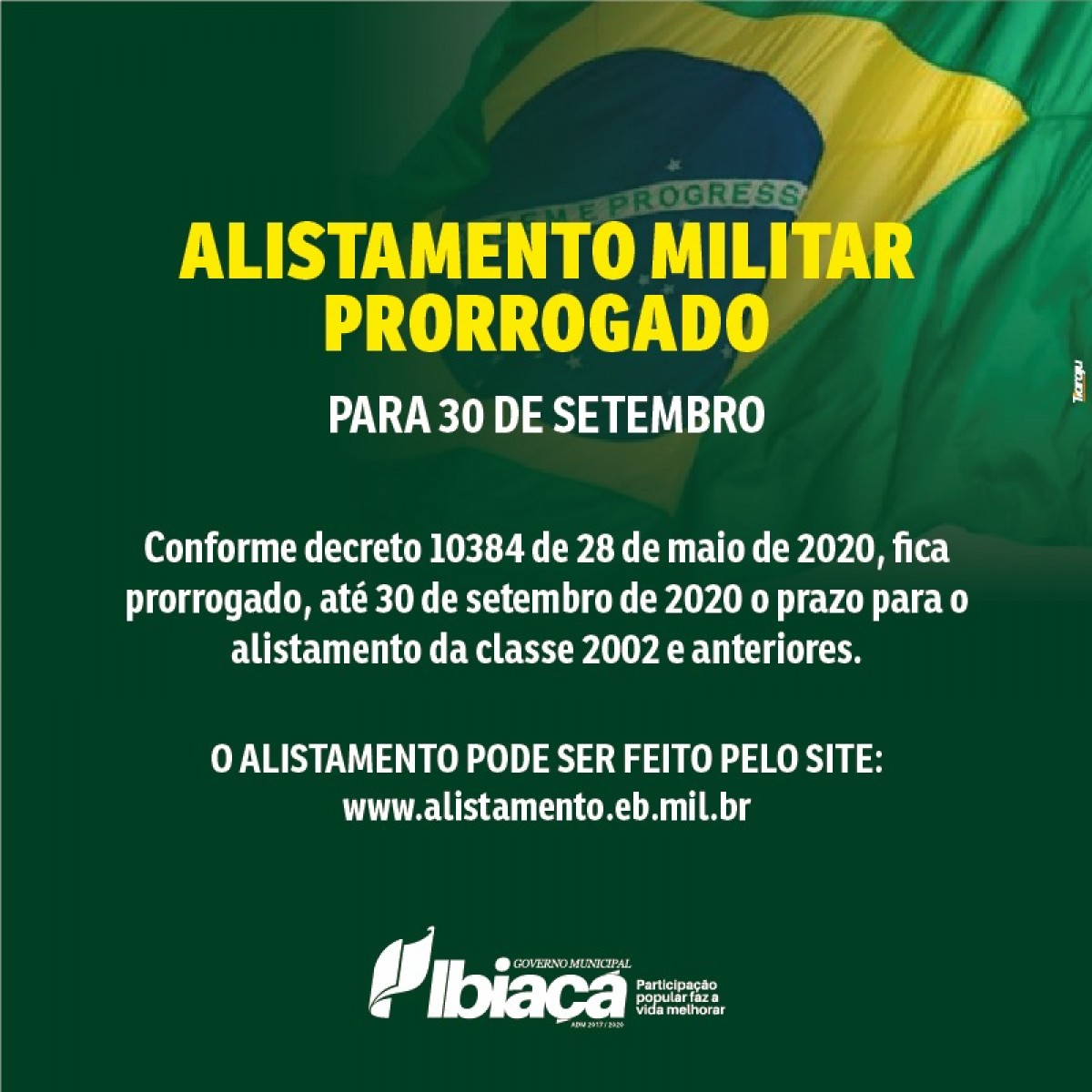 Prorrogado o prazo para alistamento militar em 2021